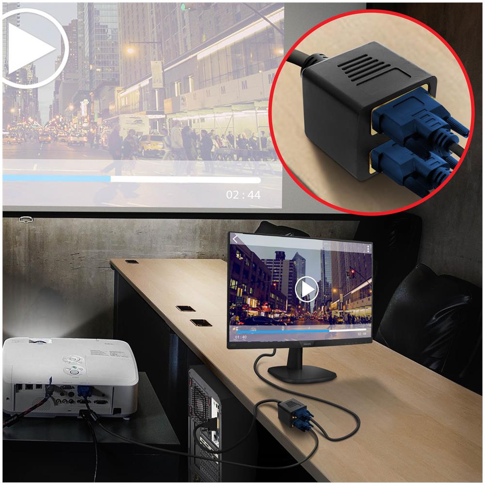 Adattatore Dvi-i Maschio A Vga Femmina A Dvi-i Femmina 33 Cm Dvi-vdvi Nero - Foto 2