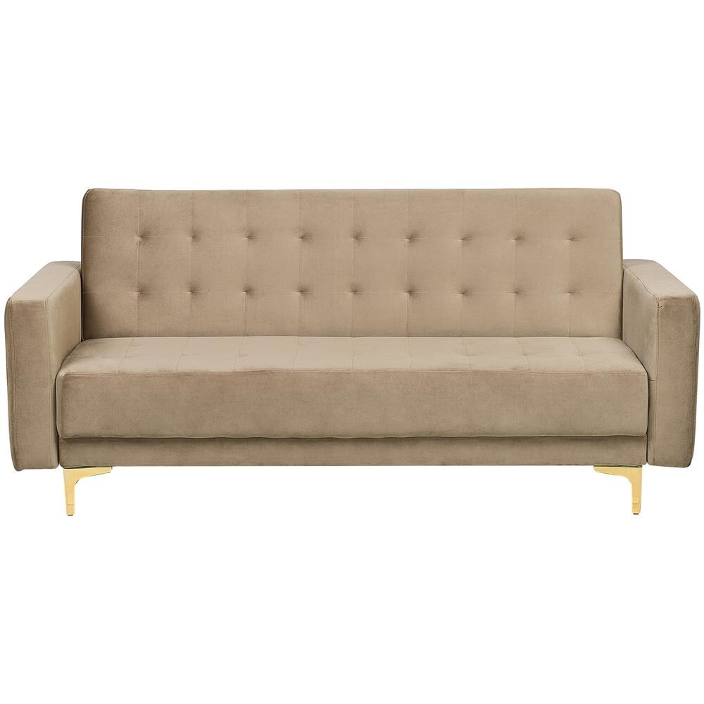 Divano Reclinabile A 3 Posti In Velluto Beige Sabbia Aberdeen - Foto 1