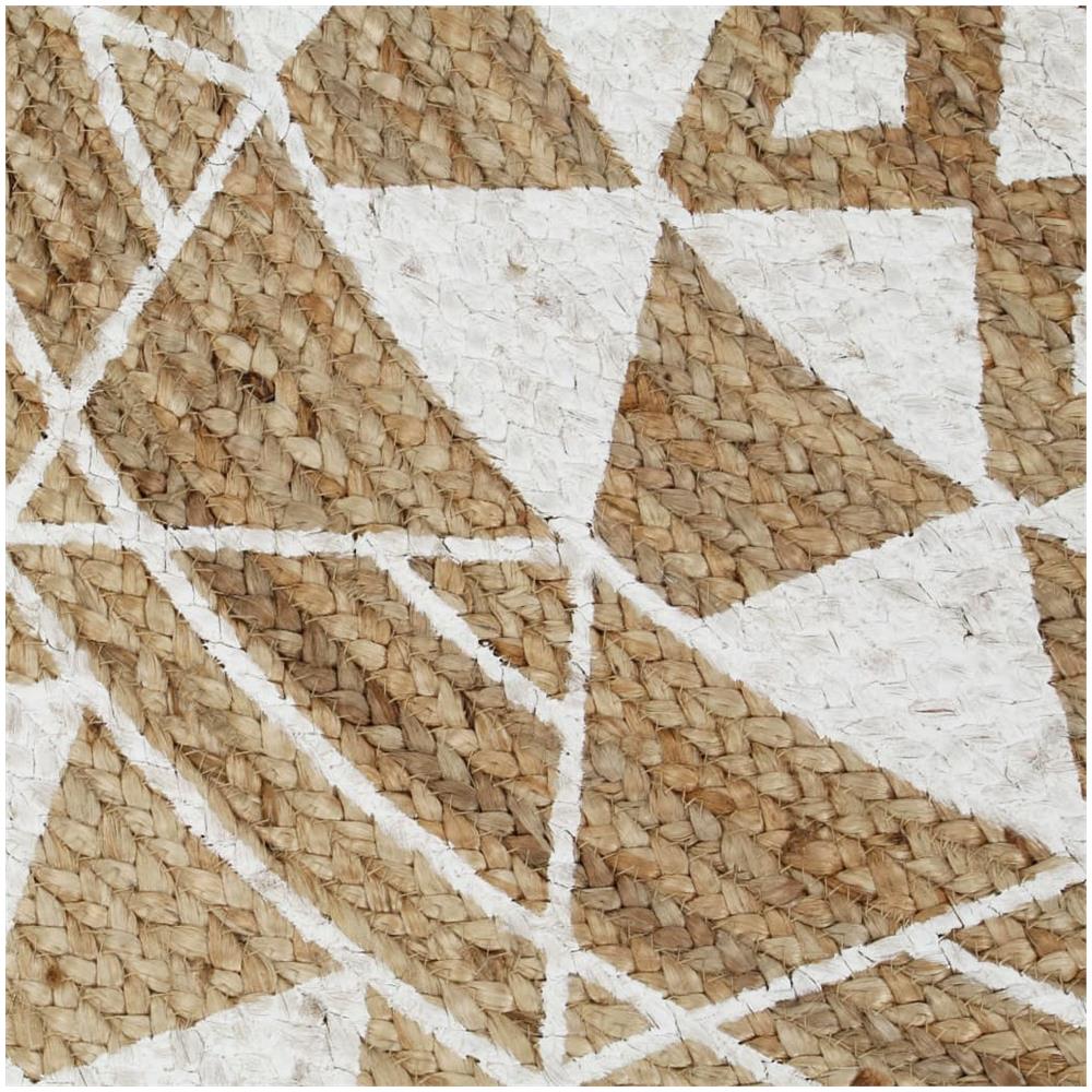 Tappeto Lavorato A Mano In Juta Con Stampa Bianca 150 Cm - Foto 2