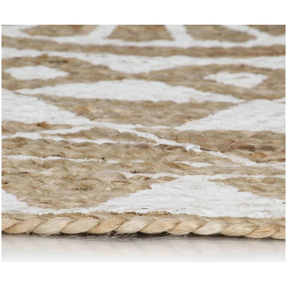 Tappeto Lavorato A Mano In Juta Con Stampa Bianca 150 Cm - Foto 5