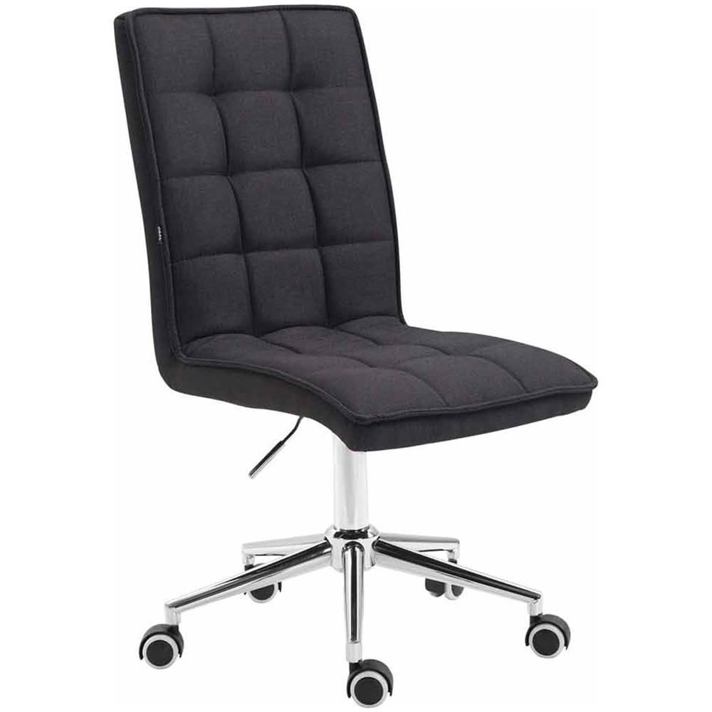 Sgabello da Lavoro Peking V2 in Tessuto | Sgabello Ufficio Imbottito | Sedia Studio da Scrivania Regolabile e con Ruote Nero - Foto 1