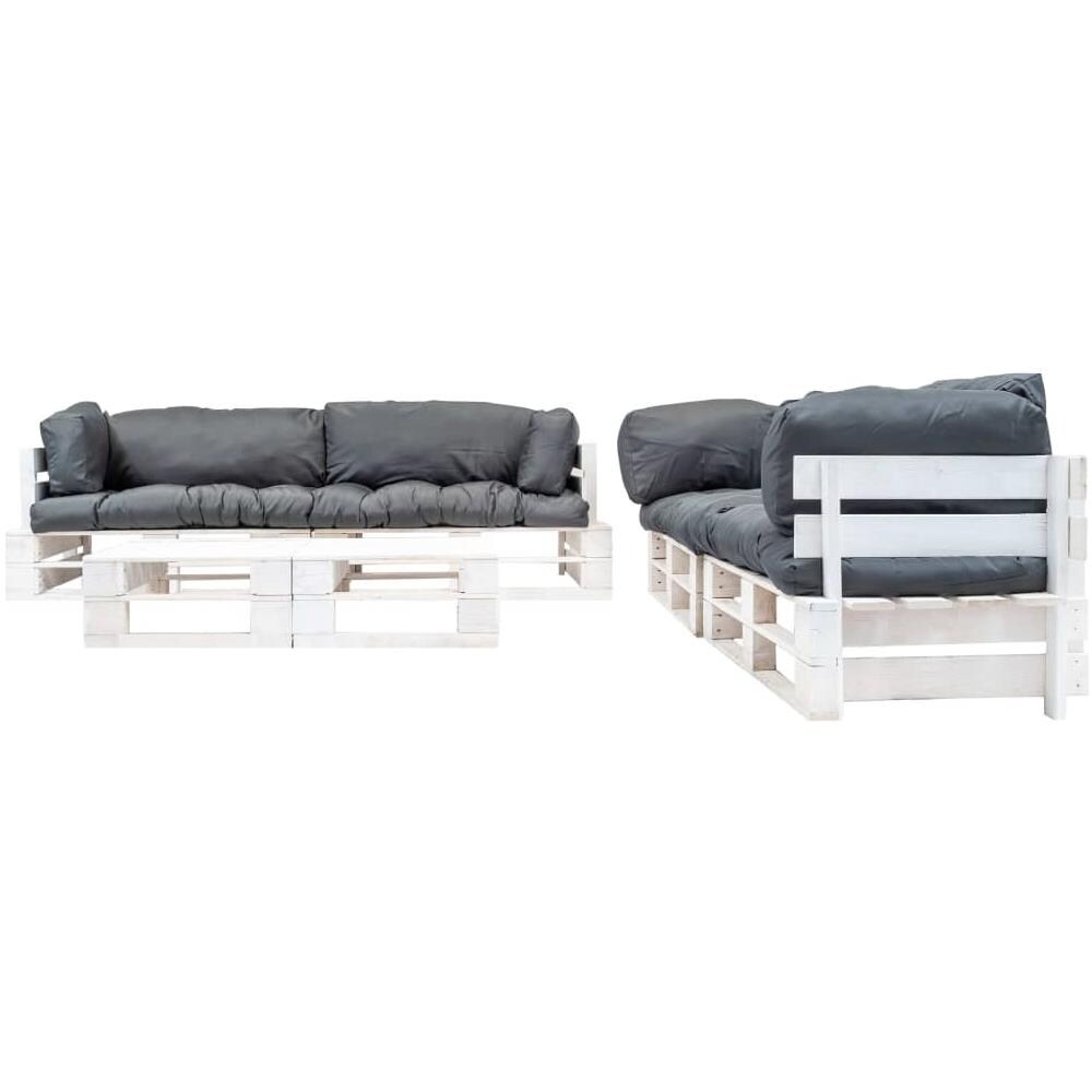 Set Divani Da Giardino Pallet 6pz Con Cuscini Grigi Legno Fsc - Foto 2
