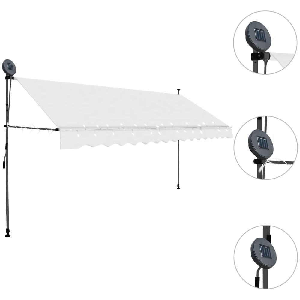 Tenda da Sole Retrattile Manuale con LED 350 cm Crema - Foto 2