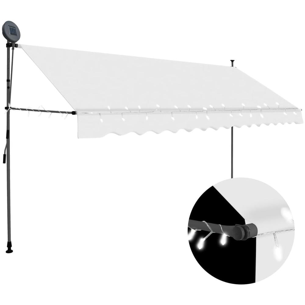 Tenda da Sole Retrattile Manuale con LED 350 cm Crema - Foto 1