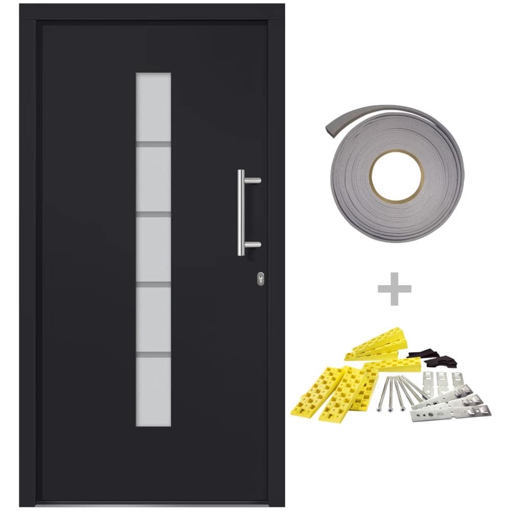 Porta D'ingresso In Alluminio E Pvc Antracite 100x210 Cm - Foto 2