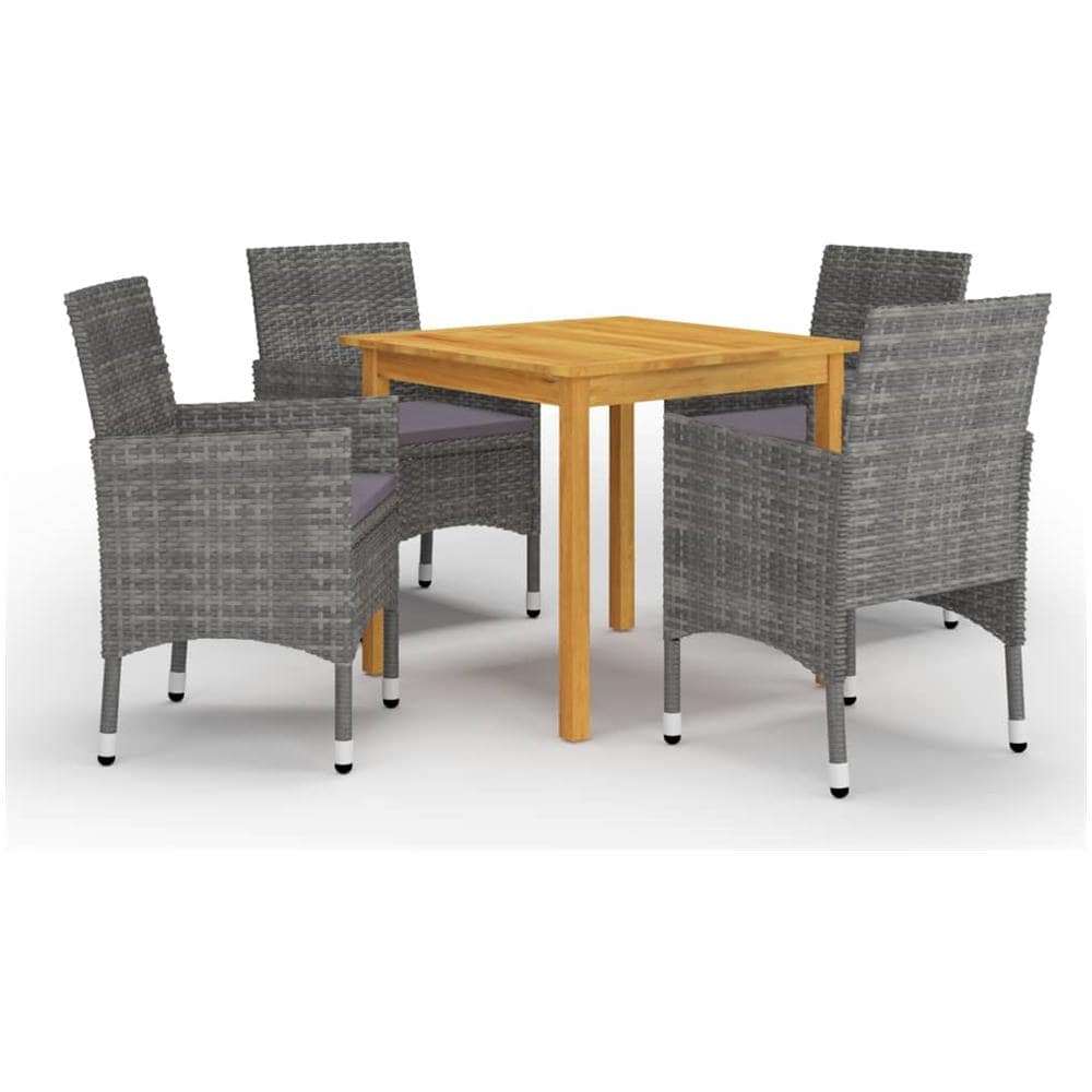 Set Mobili Da Pranzo Per Giardino 5 Pz Grigio - Foto 1