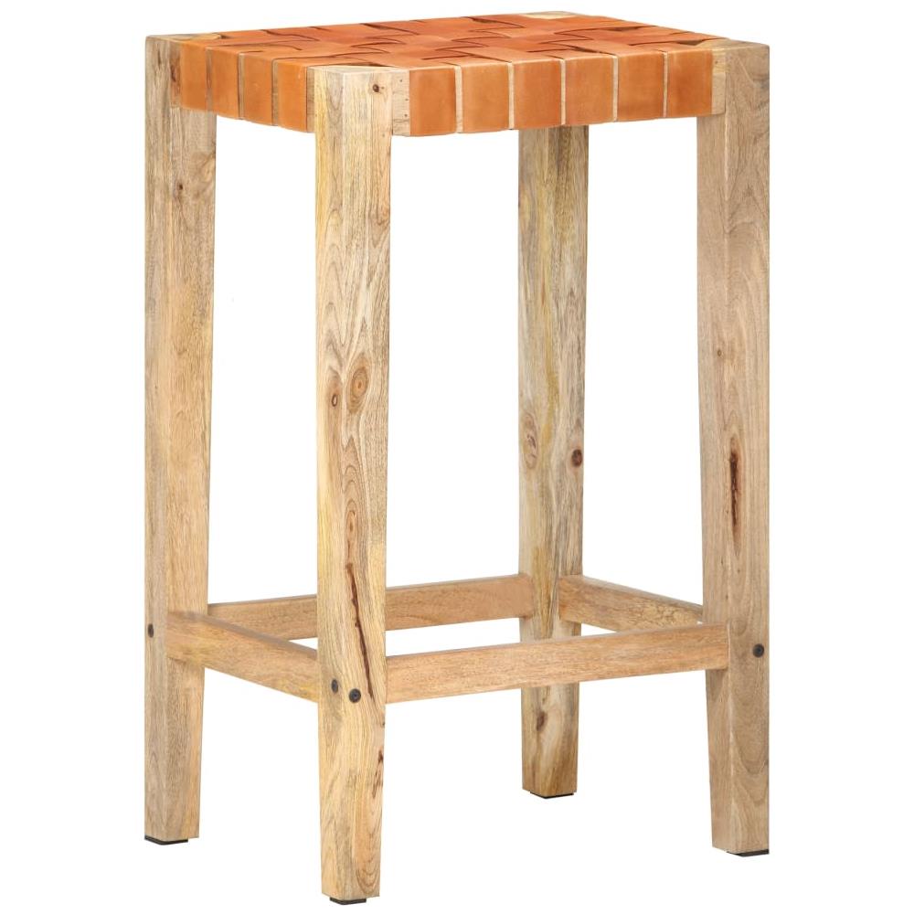 Sgabelli Da Bar 2 Pz Marroni In Vera Pelle 75 Cm - Foto 2