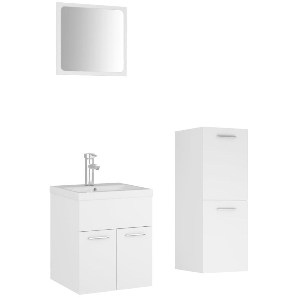 Set Mobili Da Bagno Bianco In Truciolato - Foto 2