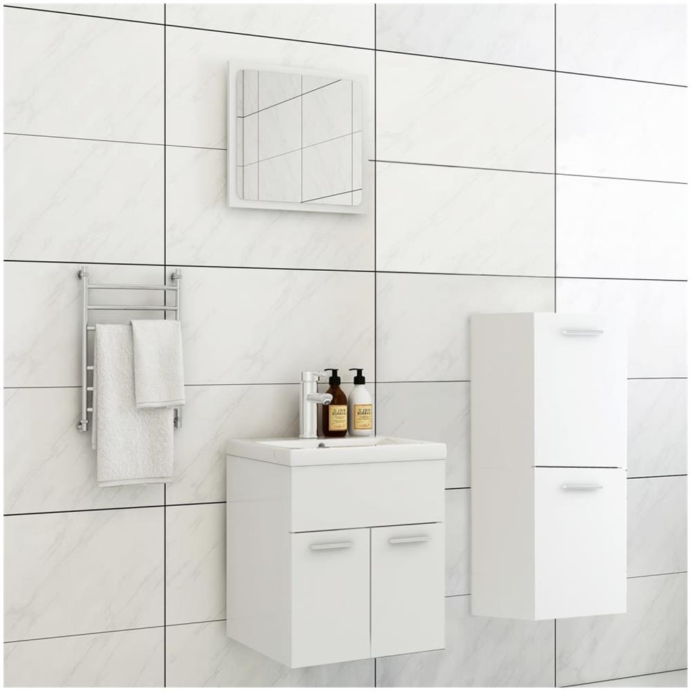 Set Mobili Da Bagno Bianco In Truciolato - Foto 1