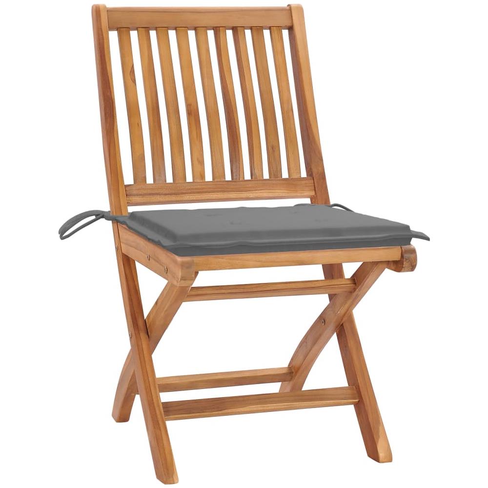 Sedie da Giardino Pieghevoli con Cuscini 4 pz Massello di Teak - Foto 3