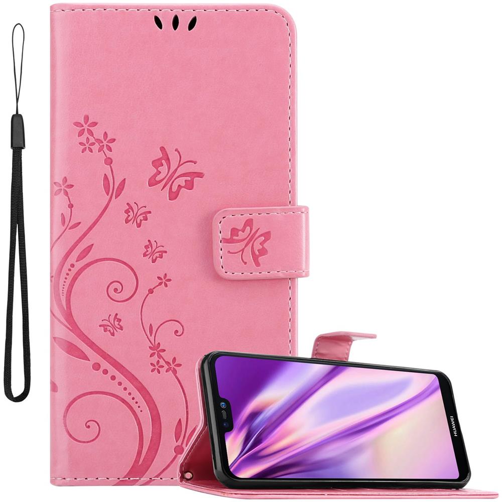 Custodia Compatibile Con Huawei P20 Lite In Rosa Fiore - Coperchio Protettivo In Design Floreale Con Chiusura Magnetica, Funzione Stand E Slot Per Carte - Foto 1
