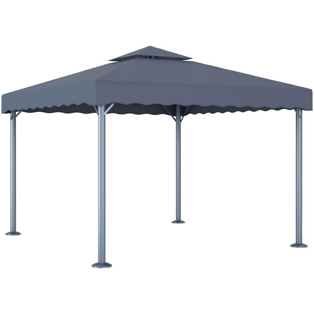 Gazebo Con Stringa Di Luci Led 300x300 Cm Antracite Alluminio - Foto 3
