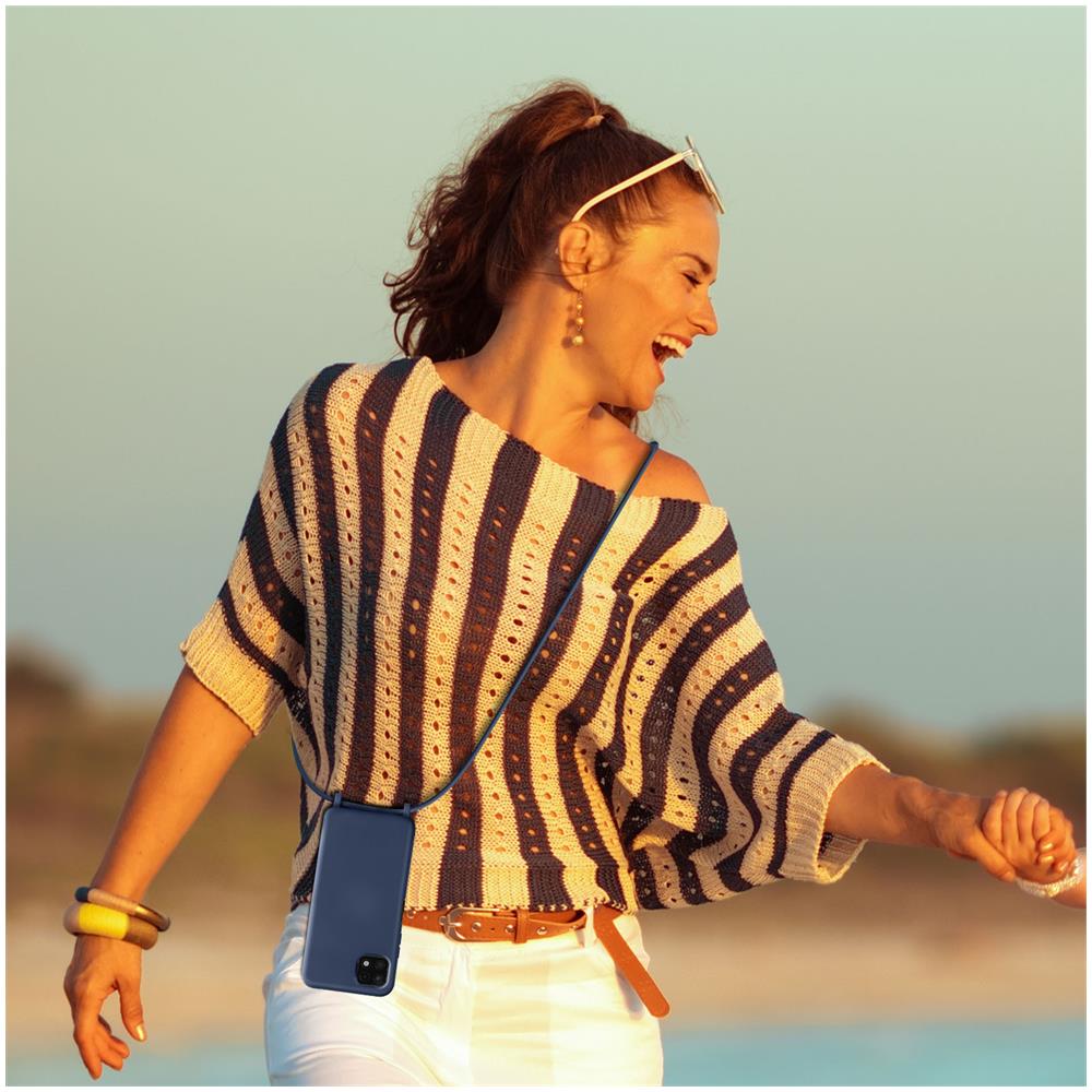 Cover Semirigida Per Samsung Galaxy A22 5g Cordino Nylon Intrecciato 80 Cm Blu - Foto 5