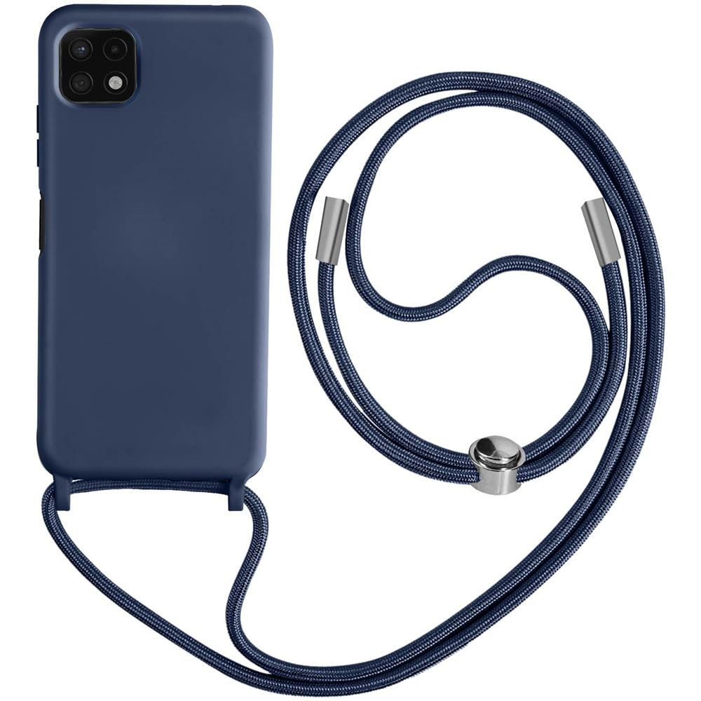 Cover Semirigida Per Samsung Galaxy A22 5g Cordino Nylon Intrecciato 80 Cm Blu - Foto 1