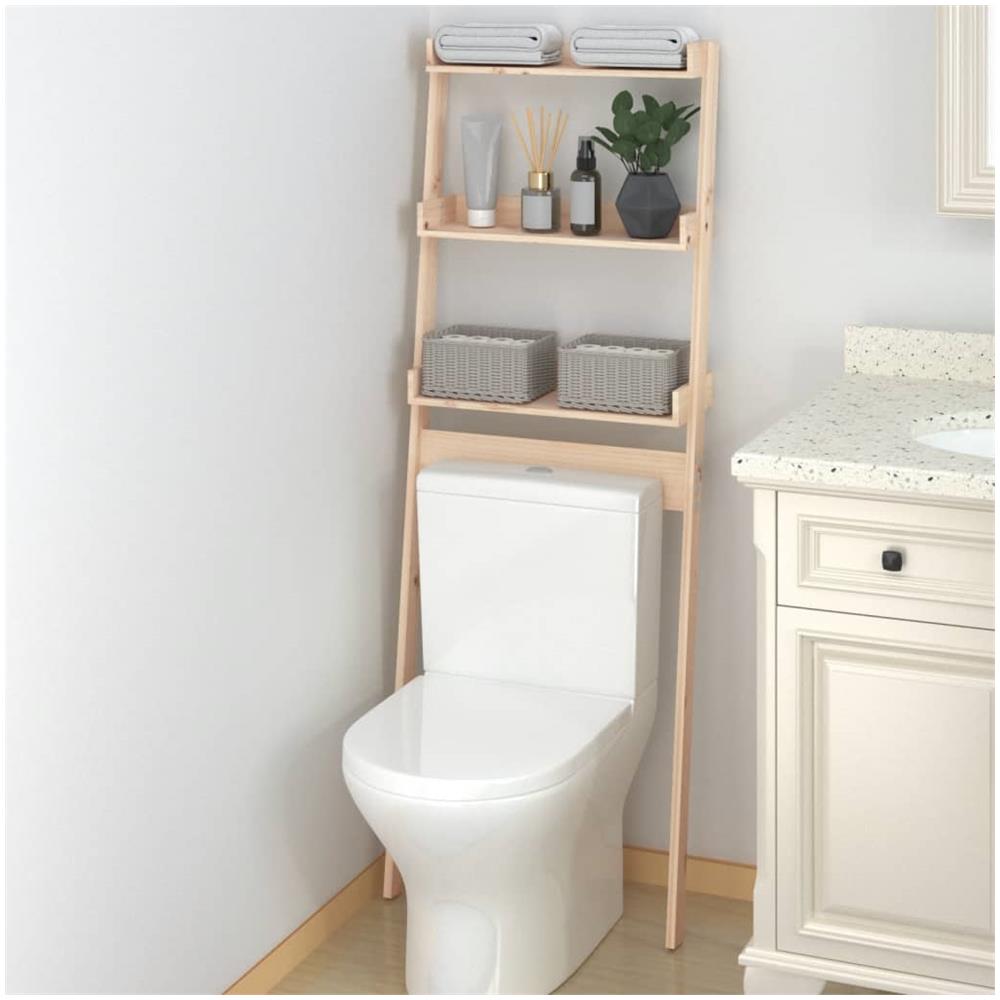 Rastrelliera Da Bagno 63,5x32x179 Cm In Legno Massello Di Pino - Foto 1