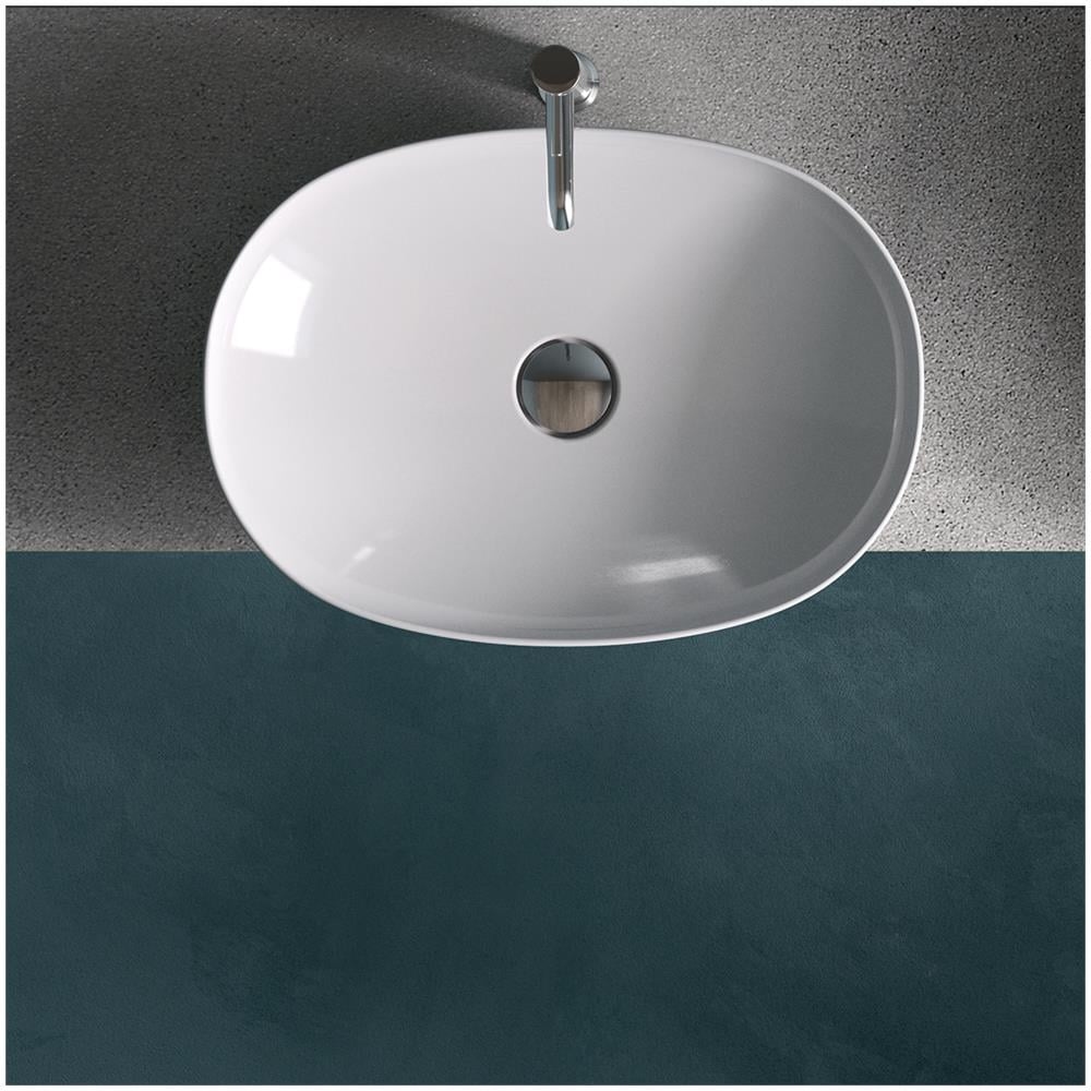Lavabo Appoggio Foro Rubinetto Ovale Rak Ceramics Bianco - Foto 2