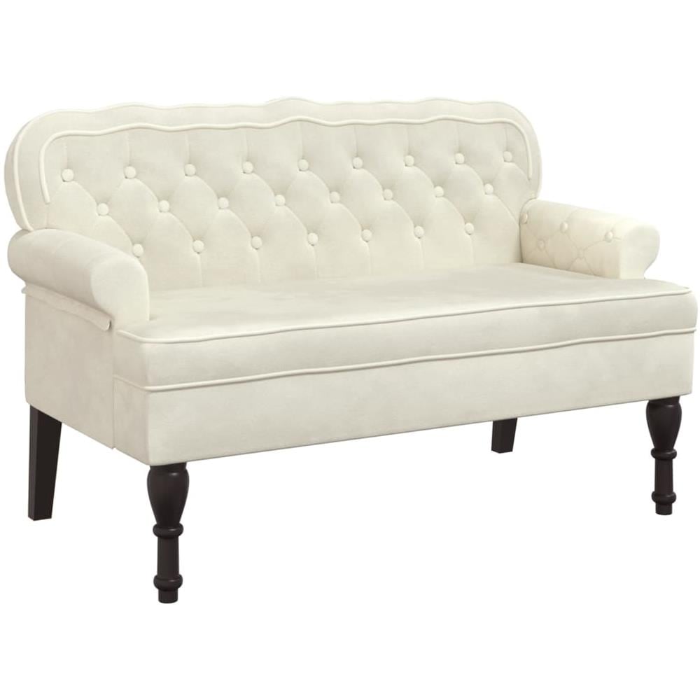 Panca Con Schienale Crema 119,5x64,5x75 Cm In Velluto - Foto 2