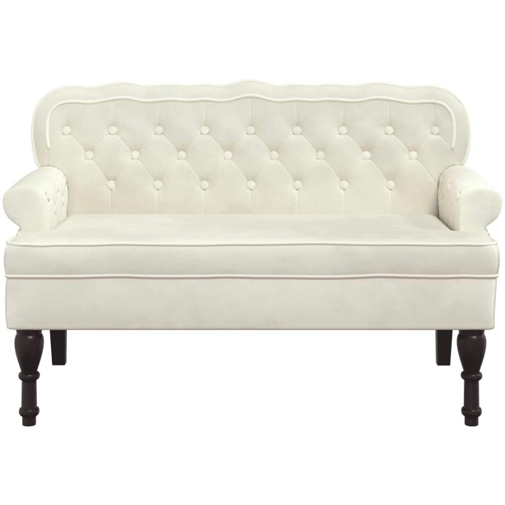 Panca Con Schienale Crema 119,5x64,5x75 Cm In Velluto - Foto 3