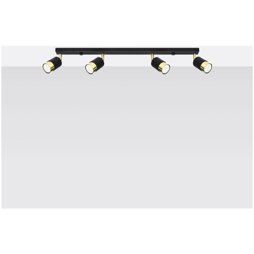 Lampada Da Soffitto Nero 4 Nero /oro Sl. 1072 - Moderno Lampade Da Soffitto Oro Nero 18x81x5 Cm - Foto 2
