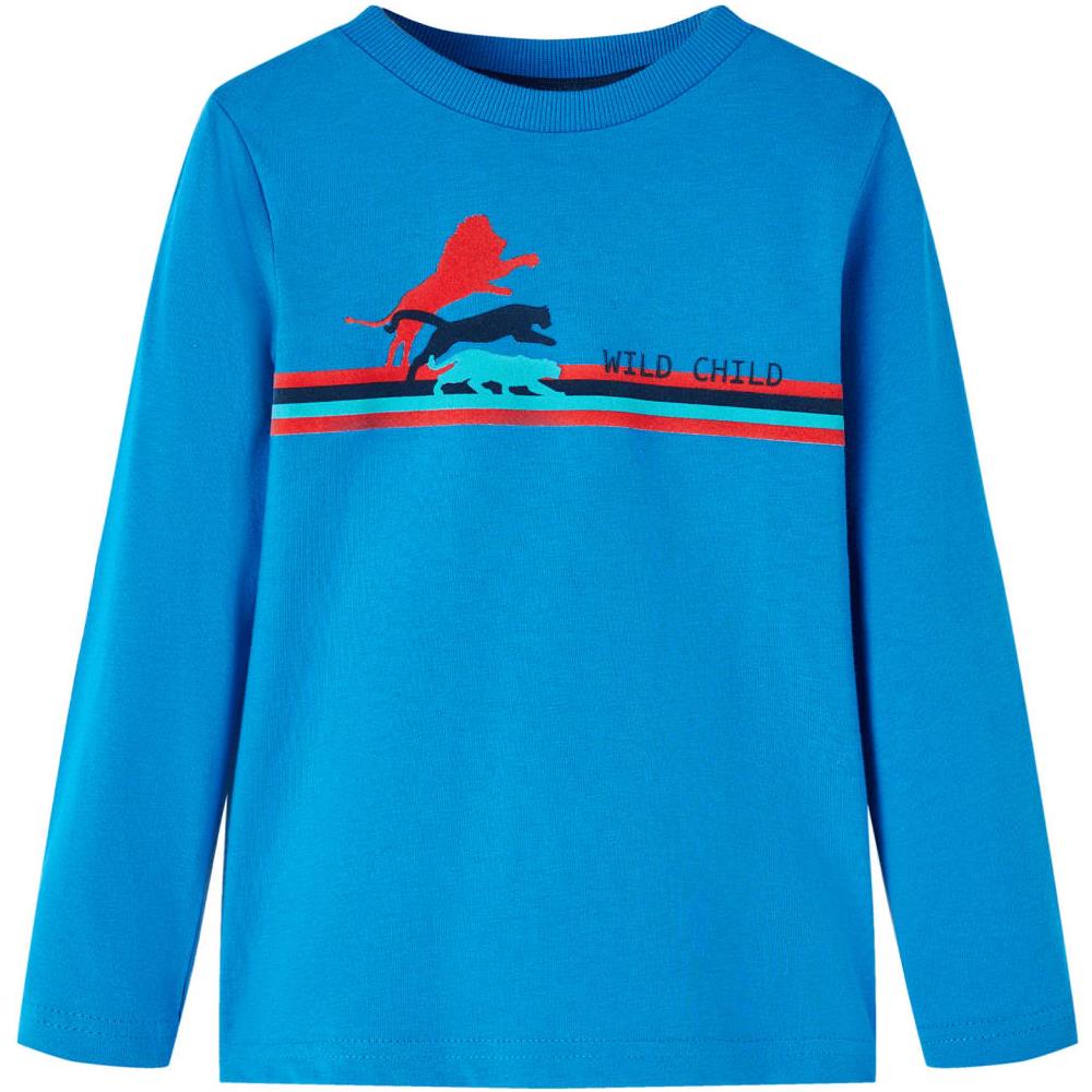 Maglietta Da Bambino Maniche Lunghe Animali Selvatici Blu Cobalto 116 - Foto 1