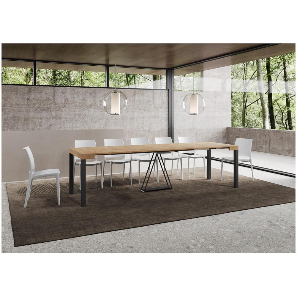 Consolle allungabile 90x40/300 cm Tiris quercia natura telaio antracite - Foto 4