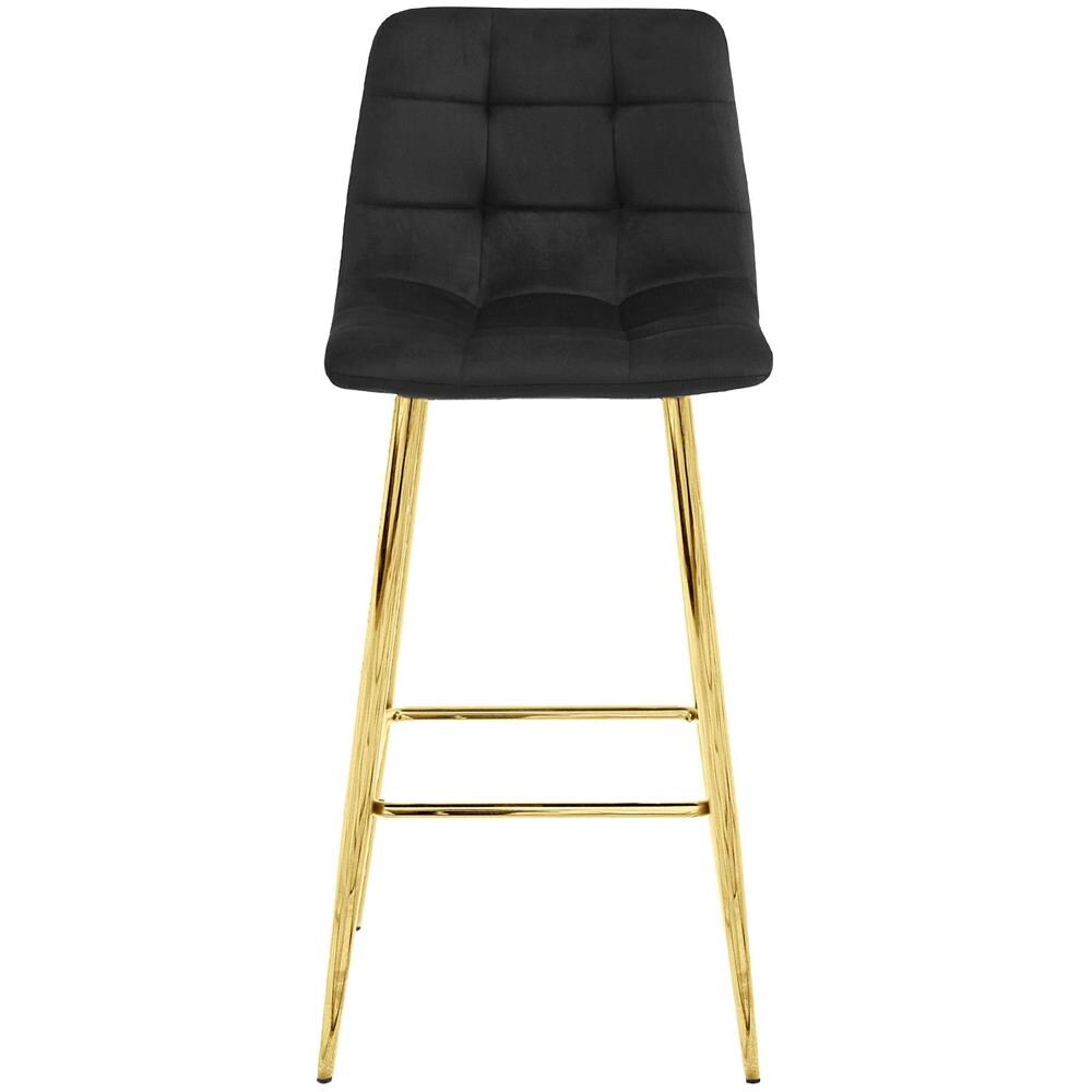 Sgabello Valora TEOTO in velluto nero con gambe dorate - Foto 2