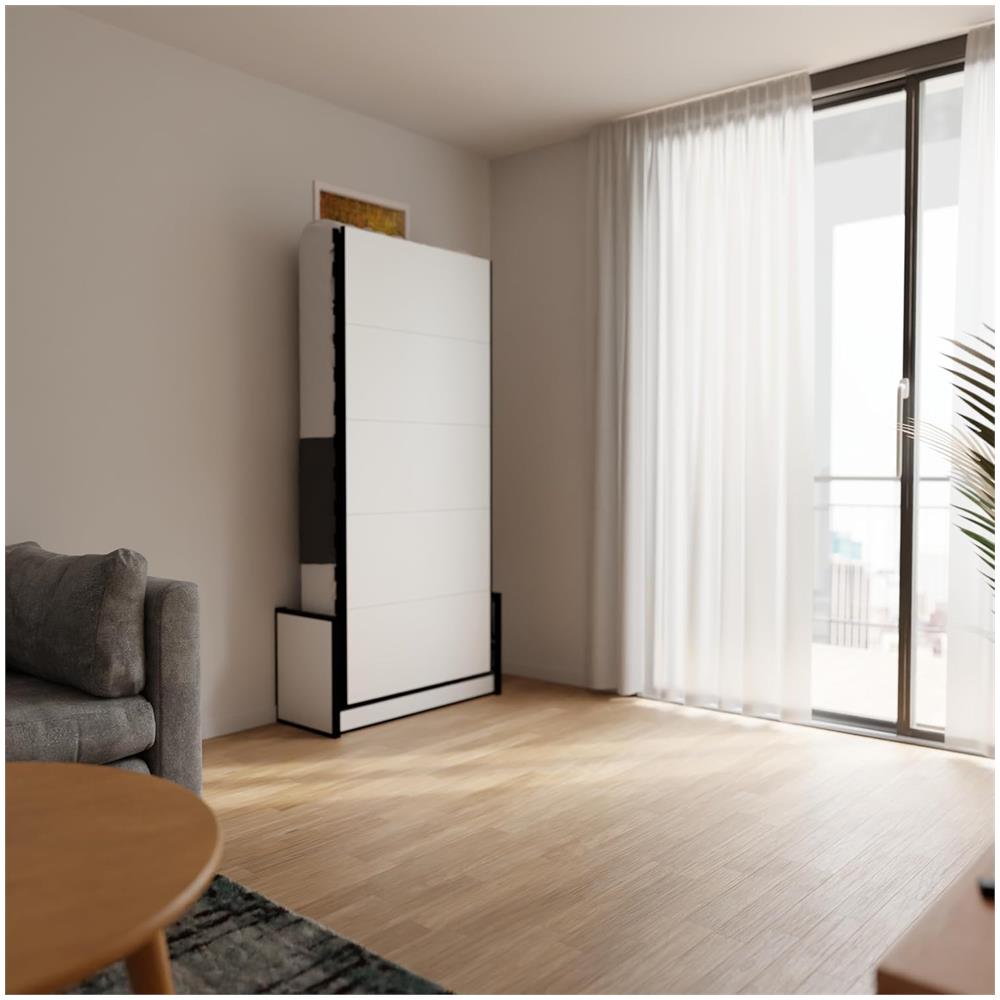 Letto A Scomparsa Studio Verticale 90x200 cm con Pistoni a Gas, Telaio Metallico Robusto, Capacità 250 kg, Ideale per Stanze Piccole o Monolocali, Salvaspazio, Materasso Non Incluso - Foto 2