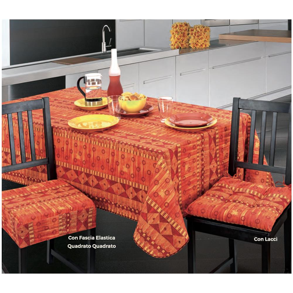 Tovaglia Copritavolo Resinata Antimacchia Modello Sequoia Made In Italy 140x140 Beige - Foto 4