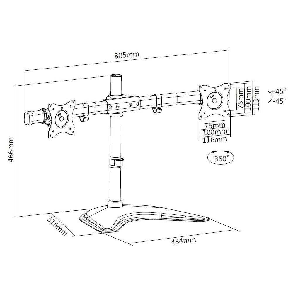 Supporto da Tavolo per Doppio Monitor 15"-27" Fino a Vesa 100x100 - Foto 2