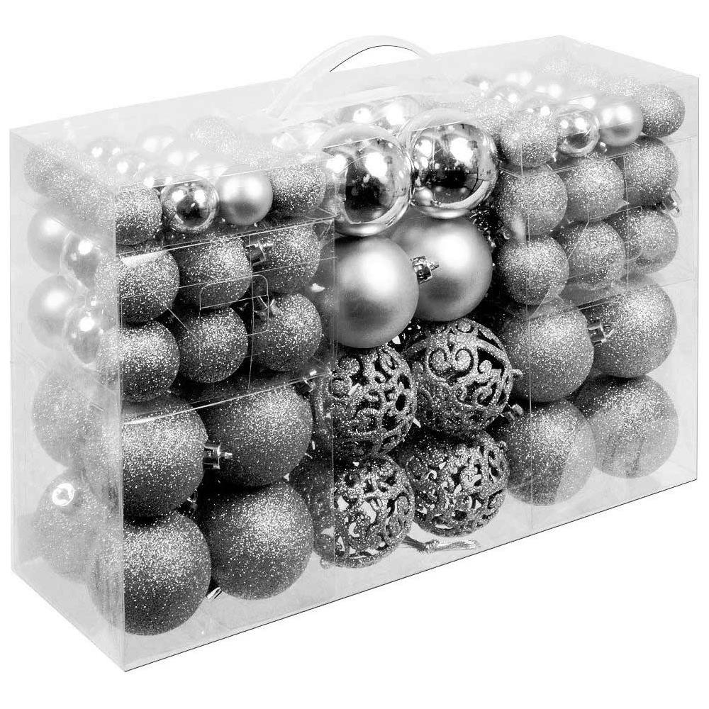 Confezione 100 Palline Natale Colore Silver Diametro 3/4/6 Cm Addobbo Natalizio - Foto 1