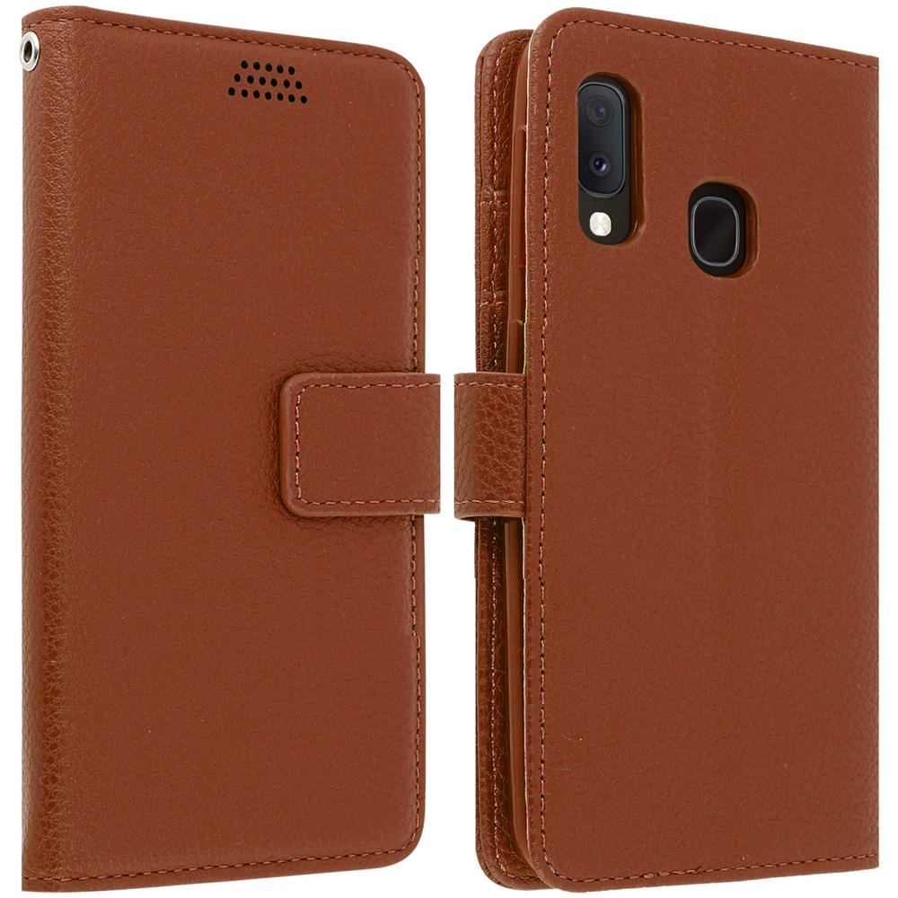 Custodia Galaxy A20e Portafoglio Supporto Video Cover Soft Touch - Marrone - Foto 1