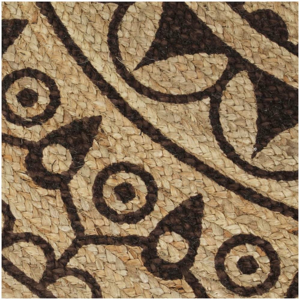 Tappeto Lavorato A Mano In Juta Con Stampa Marrone Scuro 150 Cm - Foto 2