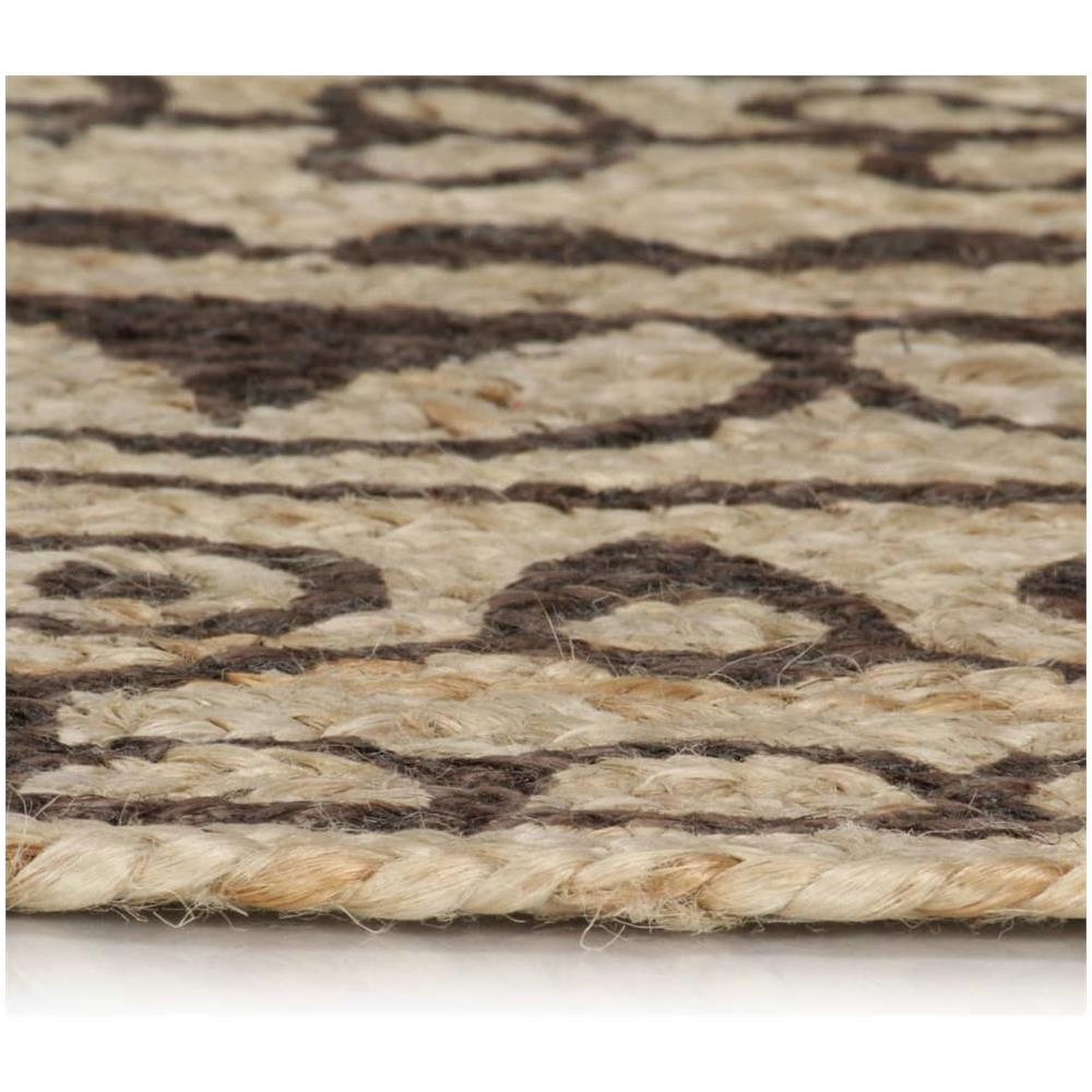 Tappeto Lavorato A Mano In Juta Con Stampa Marrone Scuro 150 Cm - Foto 5
