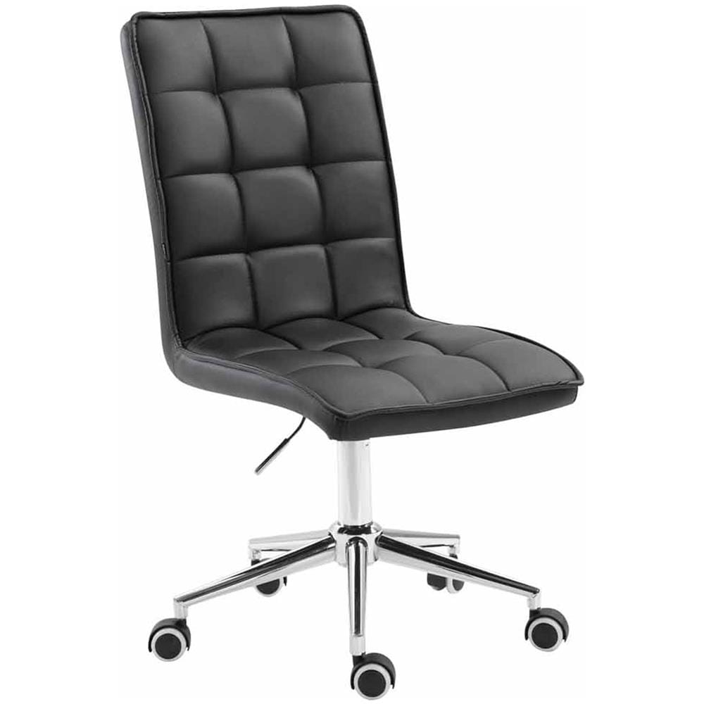 Sgabello da Lavoro Peking V2 in Similpelle - Sgabello Ufficio Imbottito - Sedia Studio da Scrivania Regolabile e con Ruote Nero - Foto 1