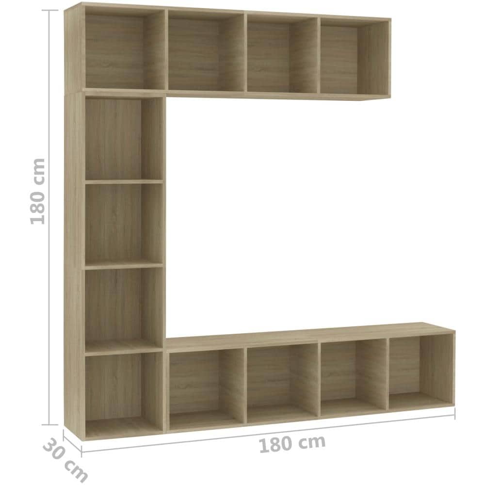 Set Mobili Libreria /Porta TV 3 pz Rovere Sonoma 180x30x180 cm - Foto 6
