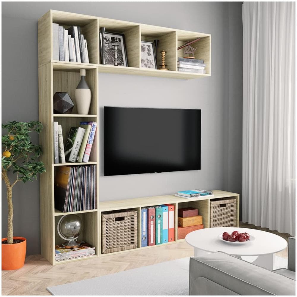 Set Mobili Libreria /Porta TV 3 pz Rovere Sonoma 180x30x180 cm - Foto 1
