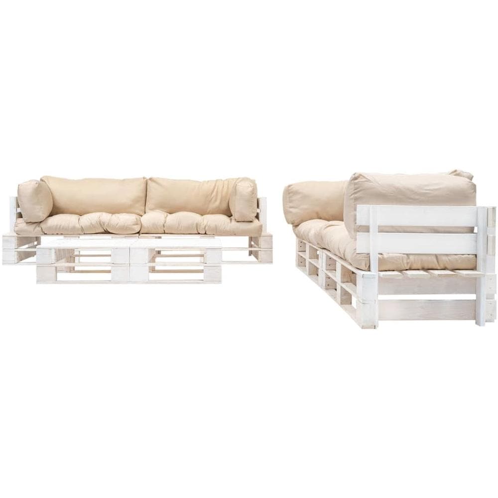 Set Divani Da Giardino Pallet 6pz Con Cuscini Sabbia Legno Fsc - Foto 2