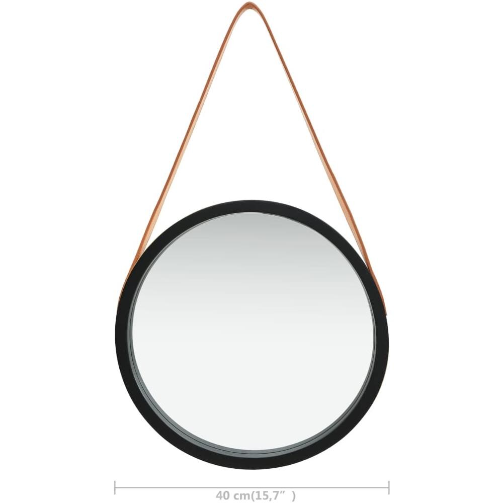 Specchio Da Parete Con Cinghia 40 Cm Nero - Foto 6
