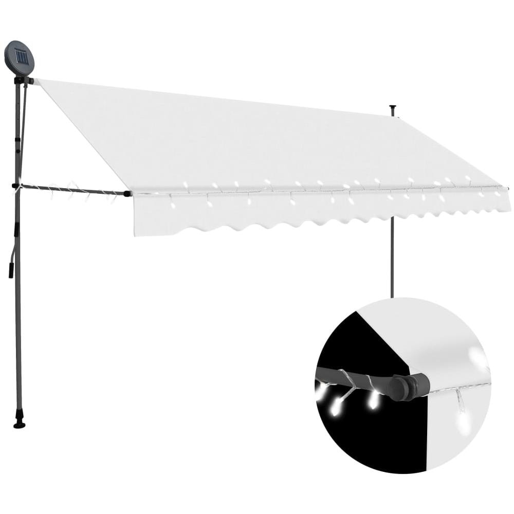 Tenda da Sole Retrattile Manuale con LED 400 cm Crema - Foto 1