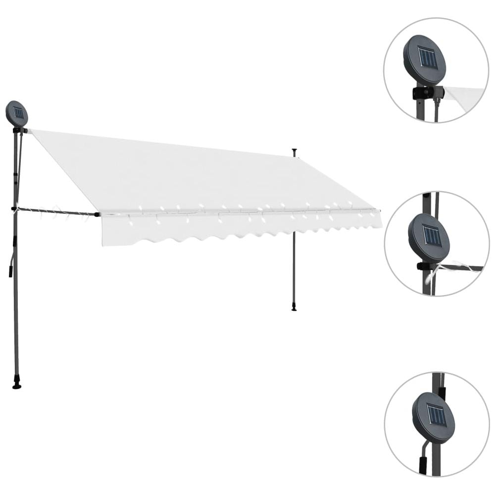 Tenda da Sole Retrattile Manuale con LED 400 cm Crema - Foto 2