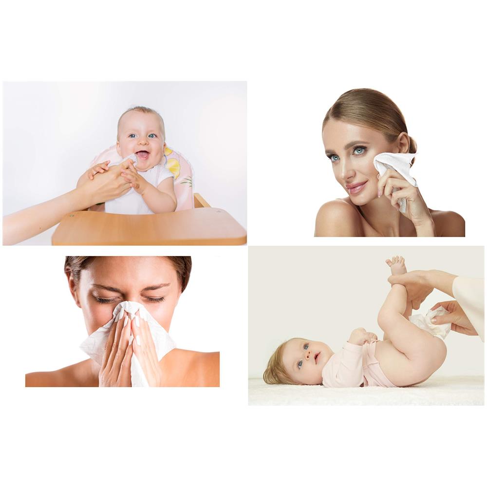 Puro Cotone Salviette Secco Biodegradabile Chimico-free E Plastica-free Panni Per La Cura Del Bambino Pannolino Liners Trucco Rimuovere Paziente Di Pulizia E Pulizia Dellanimale Domestico 200 Salviette. . . - Foto 2