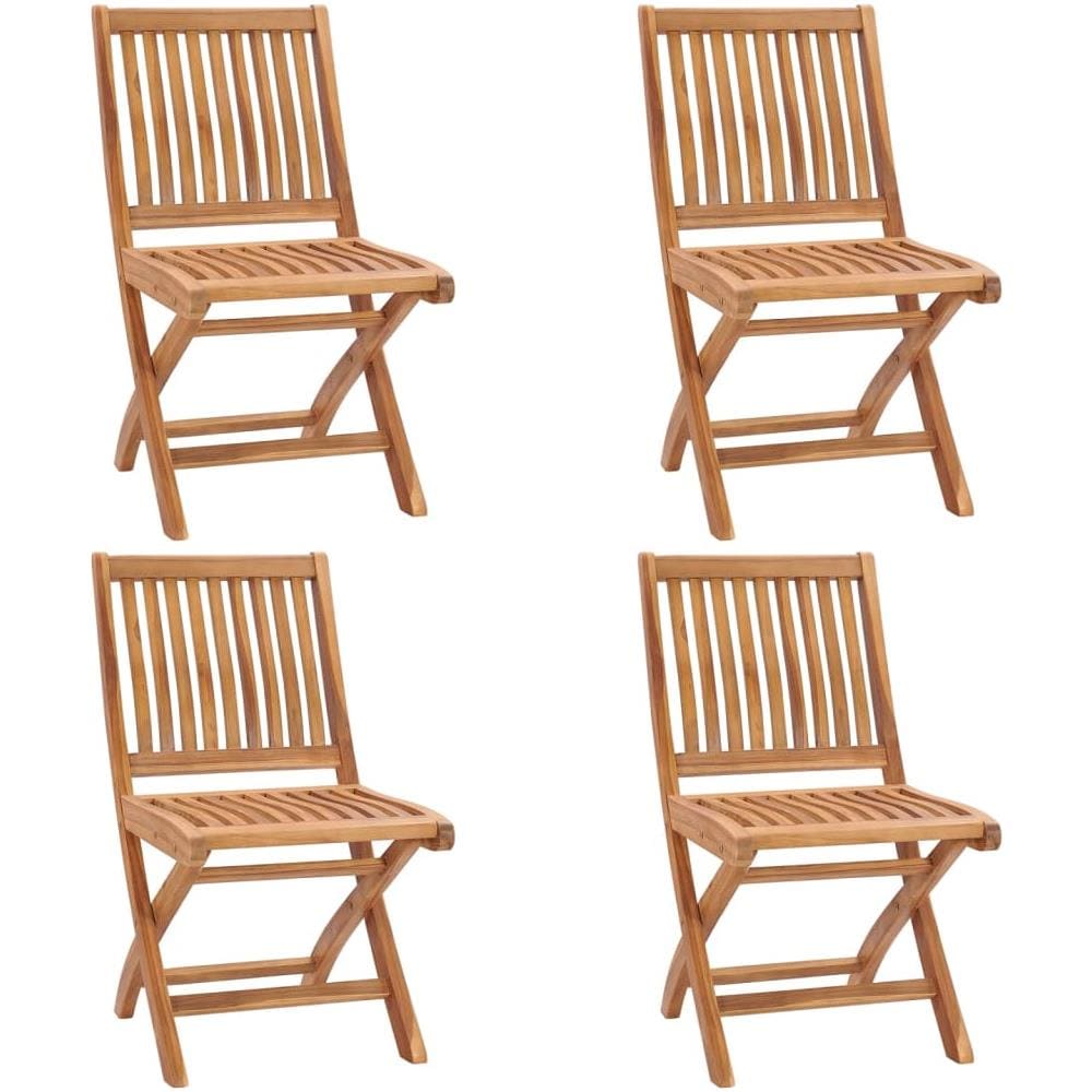 Sedie da Giardino Pieghevoli con Cuscini 4 pz Massello di Teak - Foto 2