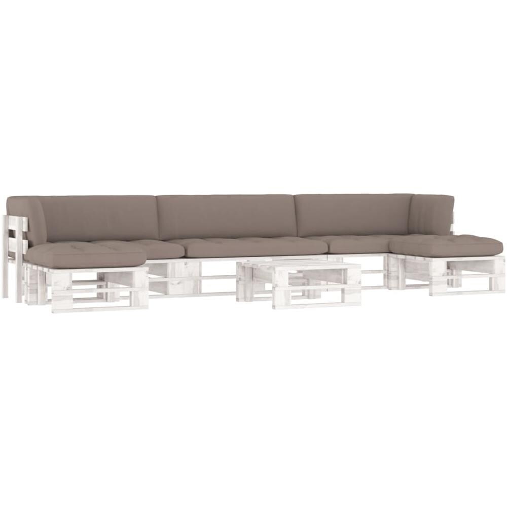 Set di Divani su Pallet 6pz e Cuscini in Pino Impregnato Bianco - Foto 1