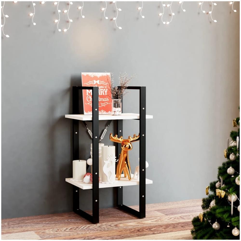 Libreria A 2 Ripiani Bianca 40x30x70 Cm In Massello Di Pino - Foto 1