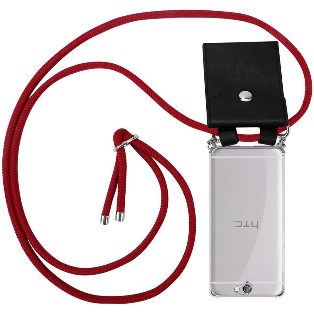 Catena Di Telefoni Cellulari Compatibile Con Htc One A9 In Rosso Rubino - Coperchio Protettivo In Silicone Con Anelli D'argento, Cinturino In Corda E Custodia Staccabile - Foto 1