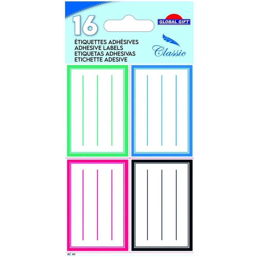 16 Etichette Per La Scuola - Rettangoli 4 Colori - Foto 1