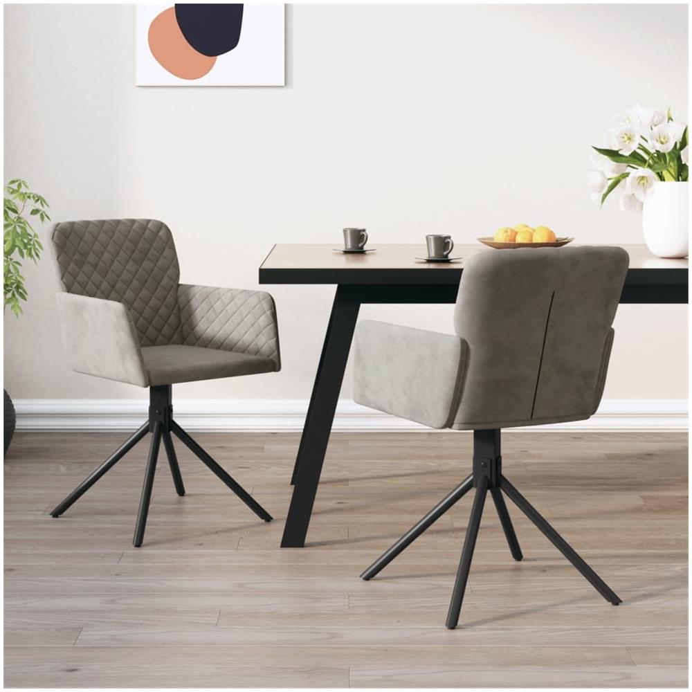 Sedie Da Pranzo Girevoli 2 Pz Grigio Chiaro In Velluto - Foto 1