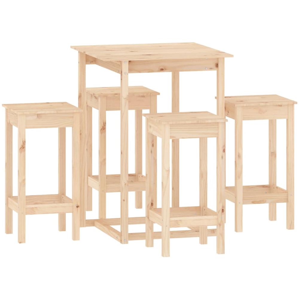 Set Da Bar 5 Pz In Legno Massello Di Pino - Foto 2