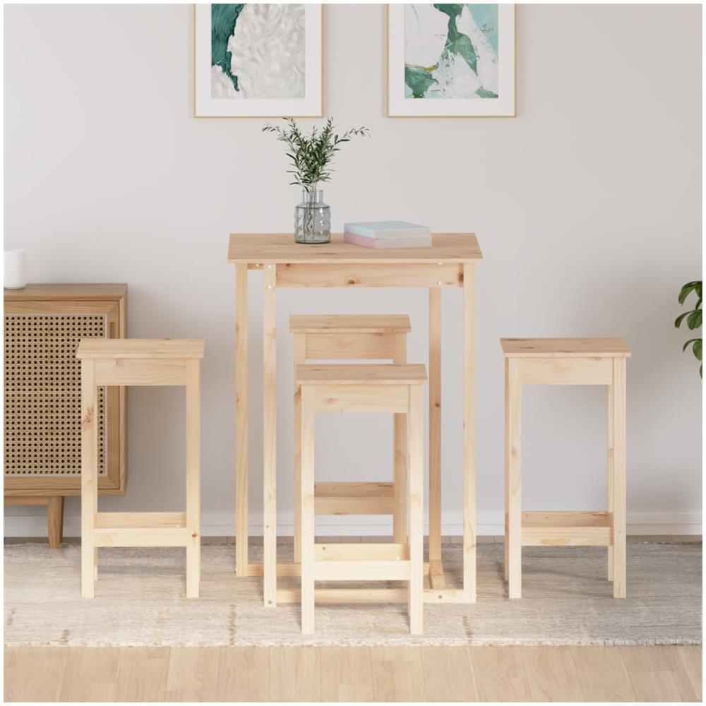 Set Da Bar 5 Pz In Legno Massello Di Pino - Foto 3