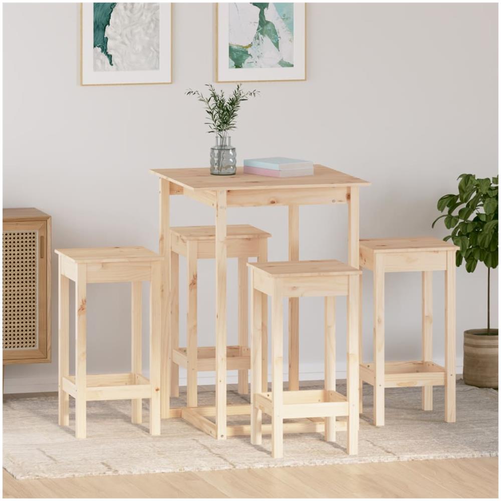 Set Da Bar 5 Pz In Legno Massello Di Pino - Foto 1